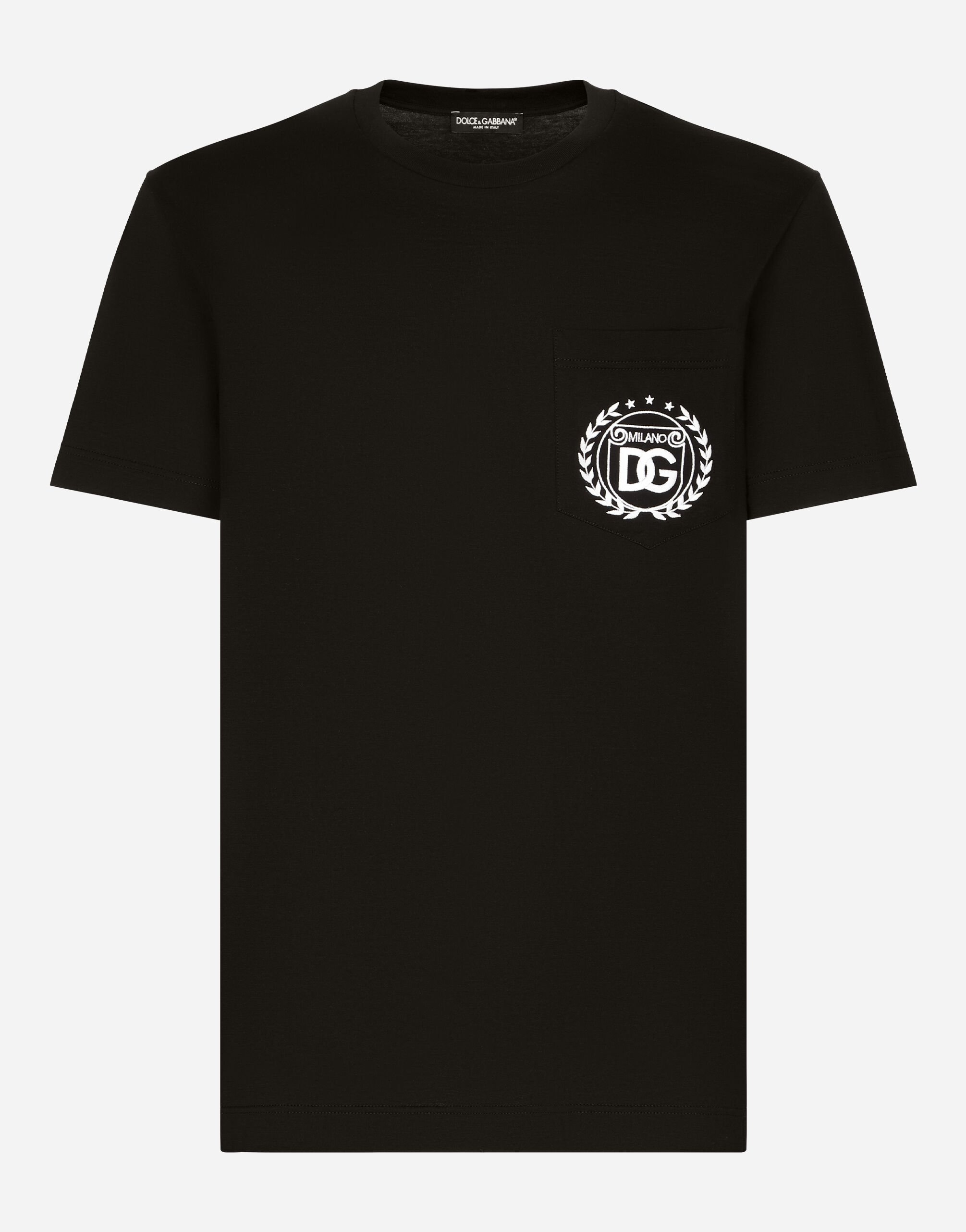 ${brand} T-Shirt aus Baumwolle mit Logostickerei DG Milano ${colorDescription} ${masterID}