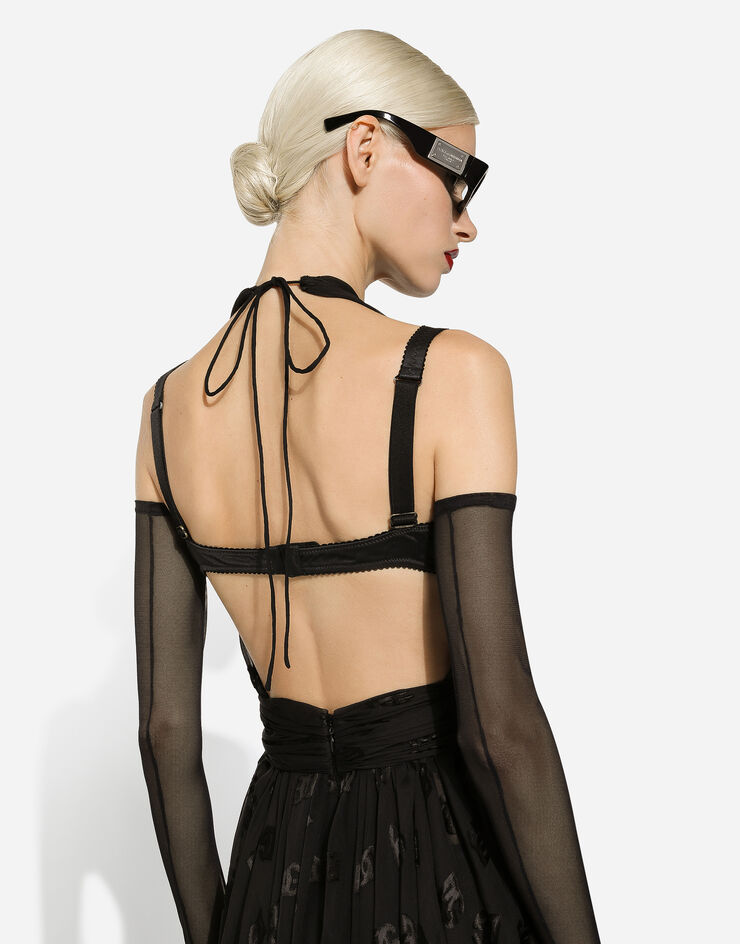 Dolce & Gabbana Платье миди из атласа деворе со сплошным узором DG черный F6DLMTFJTBR