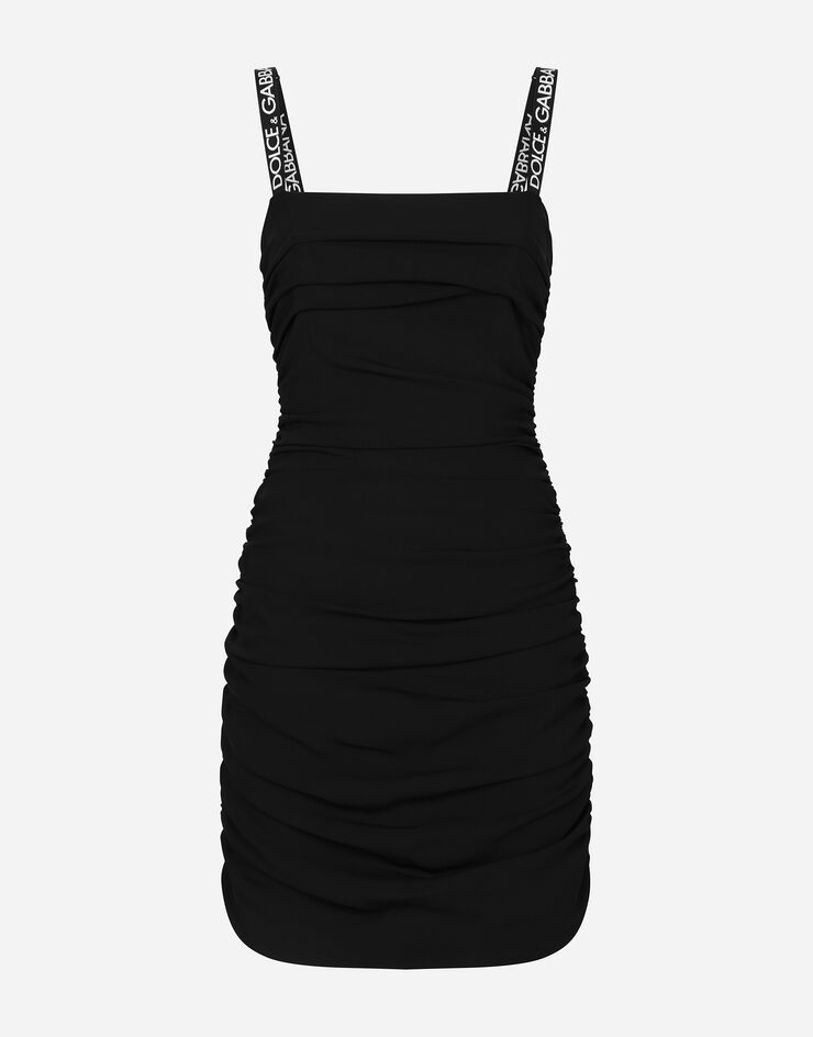 Short cady dress with draping in Black for | Dolce&Gabbana® US