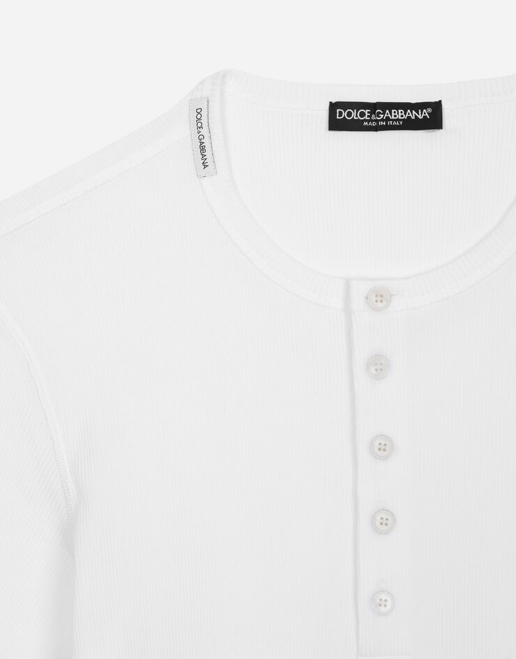 Dolce&Gabbana T-shirt serafino baumwollripp WEISS G8MC5TFU7AV