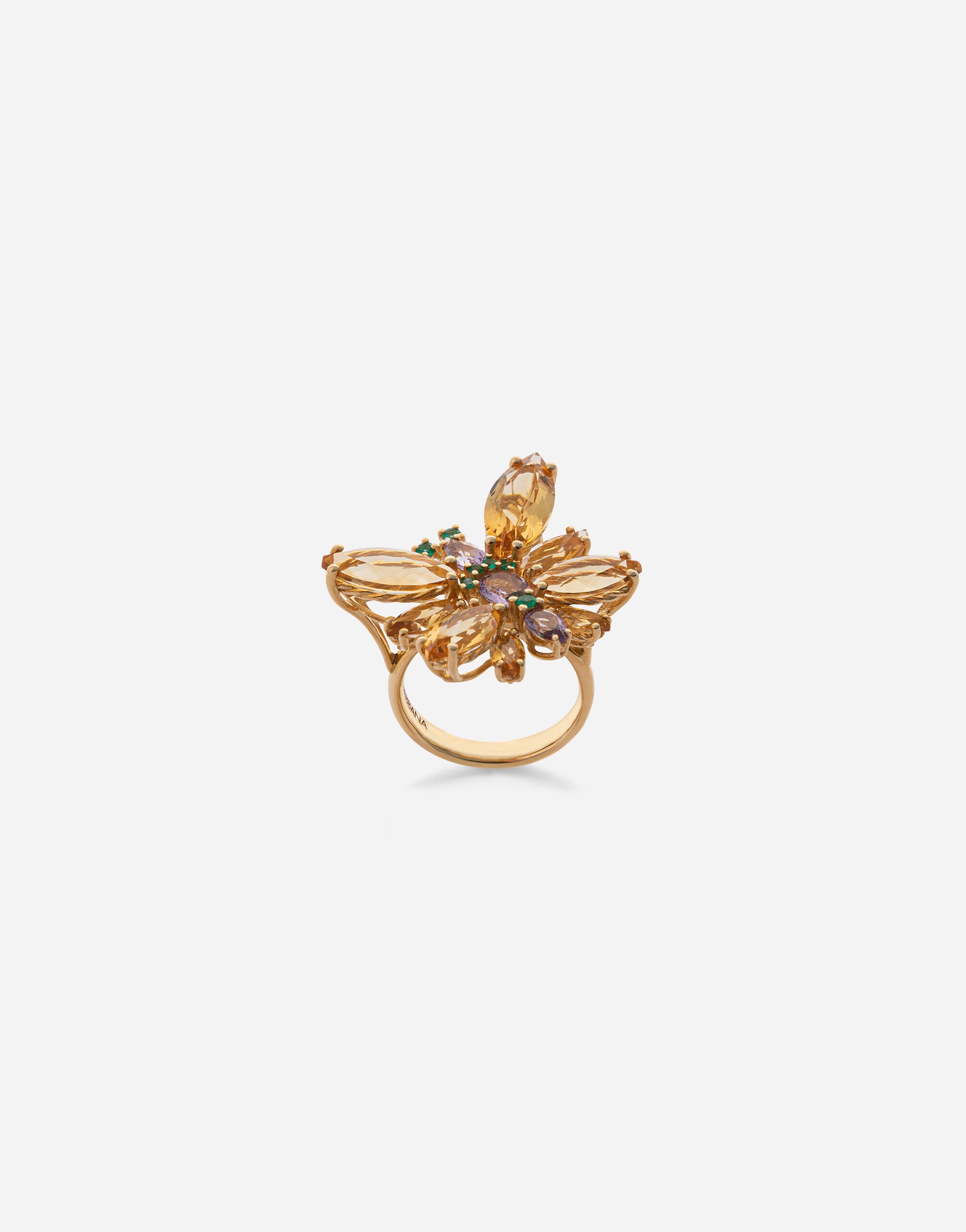 Spring ring in yellow 18kt gold with citrine butterfly in Gold for 