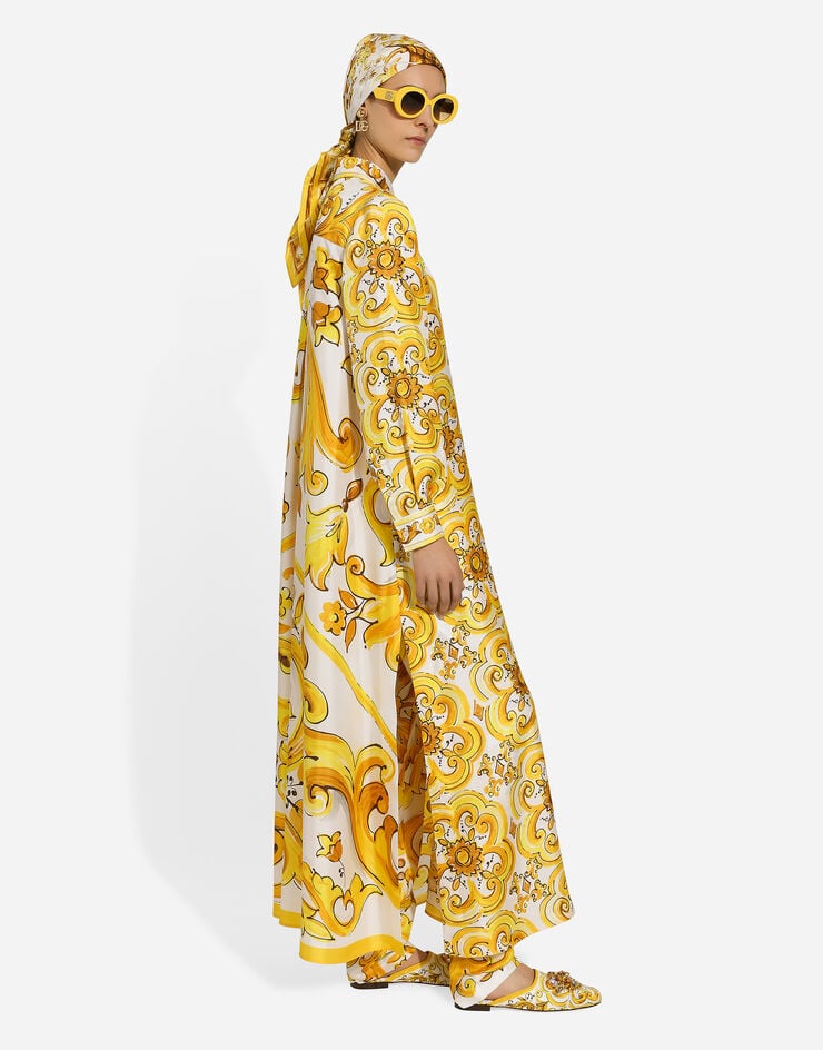 Dolce & Gabbana Silk twill caftan shirt with majolica print Print F6JDETHI1TK
