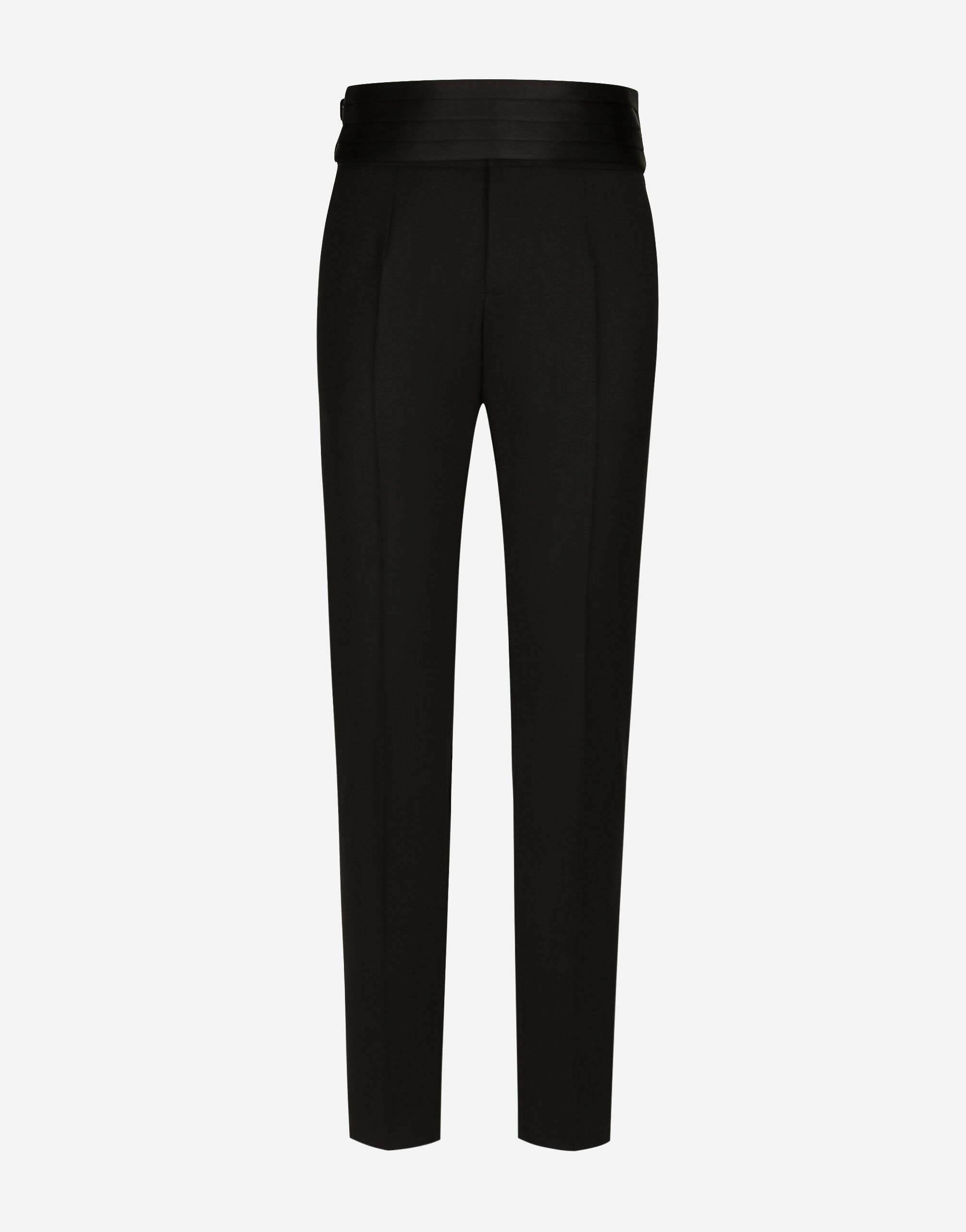 ブラックのメンズ Stretch wool twill tuxedo pants | Dolce&Gabbana®