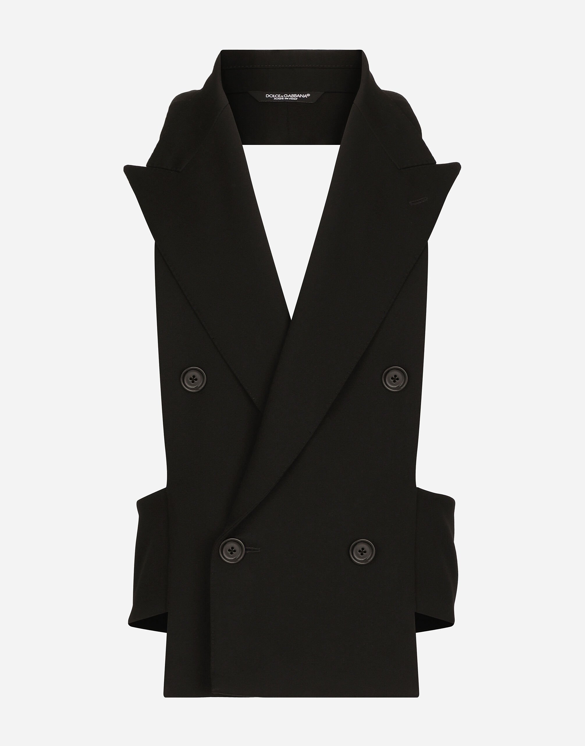 ${brand} Double-breasted wool waistcoat with bare back ${colorDescription} ${masterID}