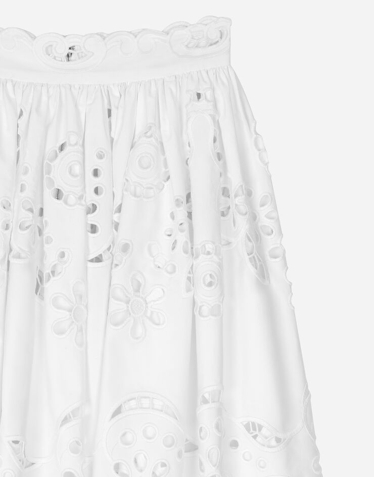 Dolce & Gabbana Cotton midi circle skirt with cut-out detailing White F4CV5ZGDCJV