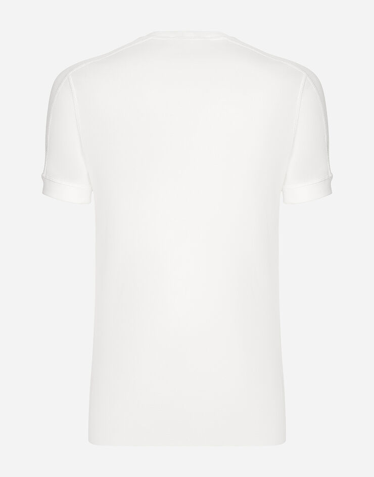 Fine-rib cotton for T-shirt White US | Dolce&Gabbana® granddad-neck in