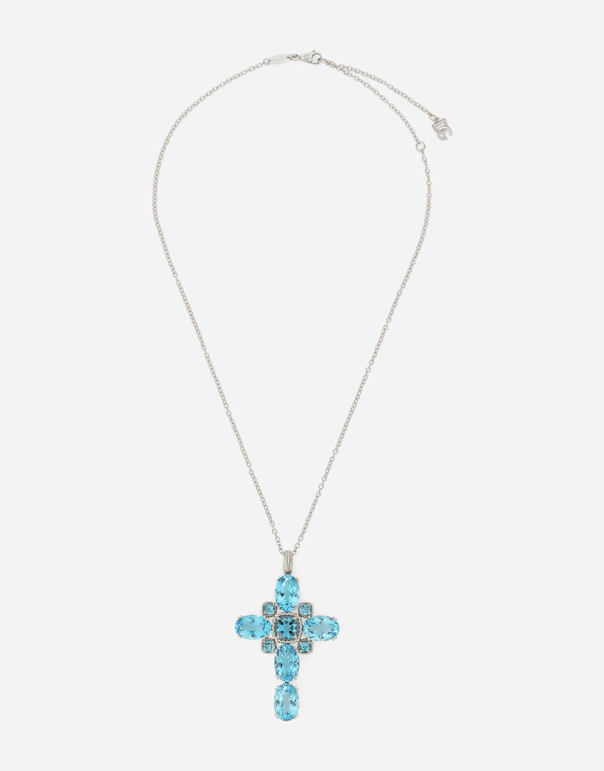 ${brand} Anna pendant in white gold 18kt with "Swiss" light blue topazes ${colorDescription} ${masterID}
