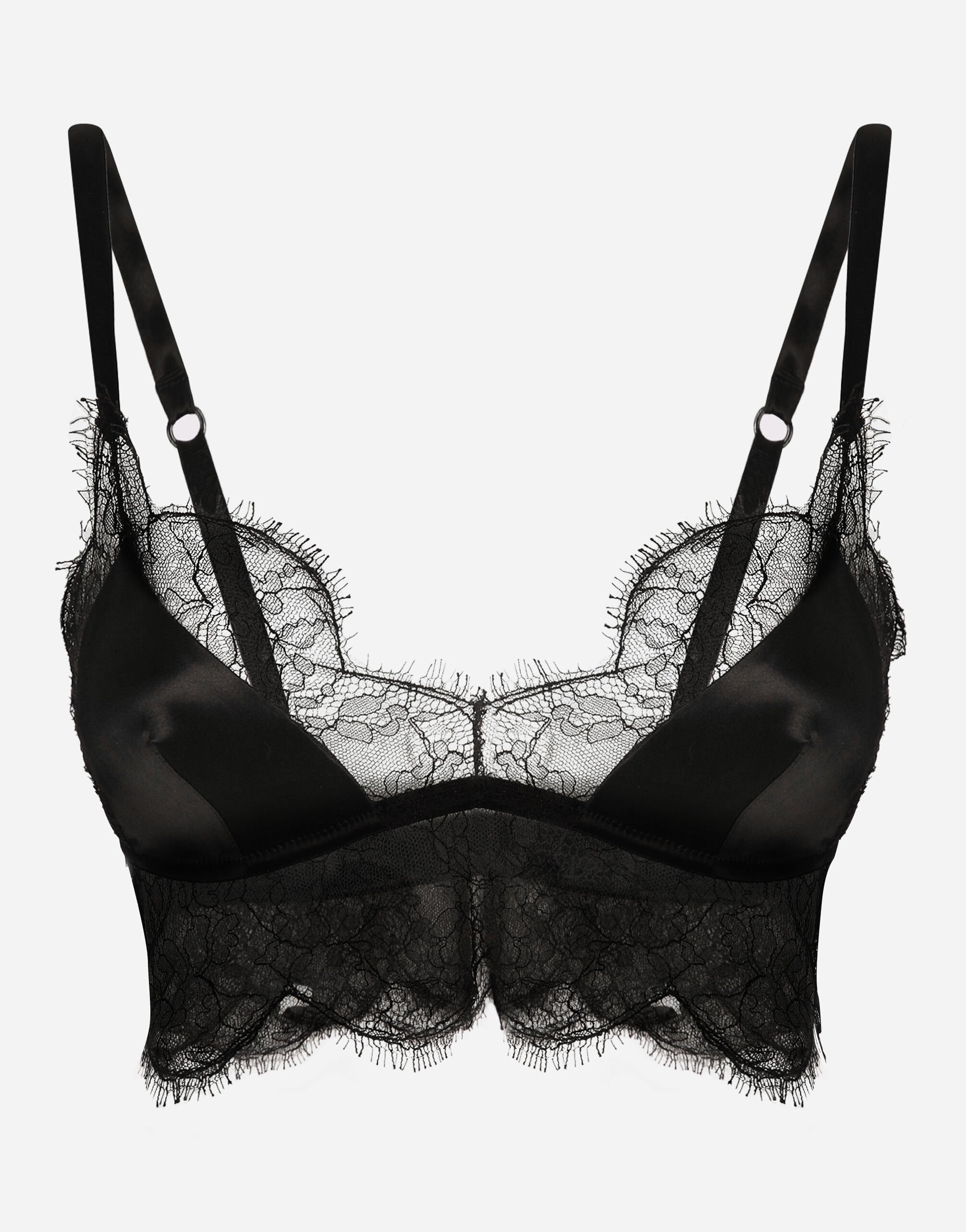 Dolce & Gabbana Soft-cup satin bralette with lace detailing Gold WEN6P2W1111