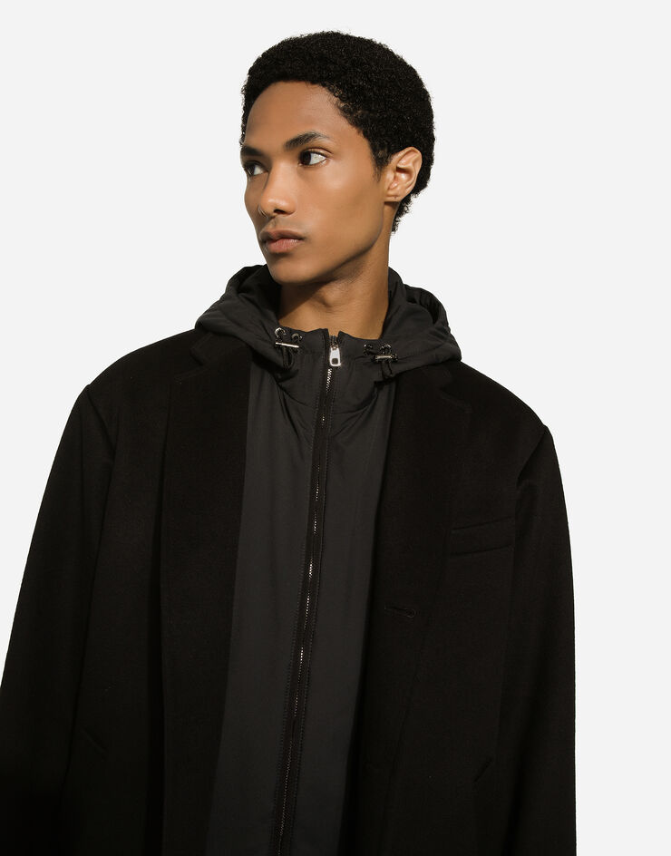 Dolce & Gabbana Single-breasted cashmere jacket with hood Black G2TD2TFU27C