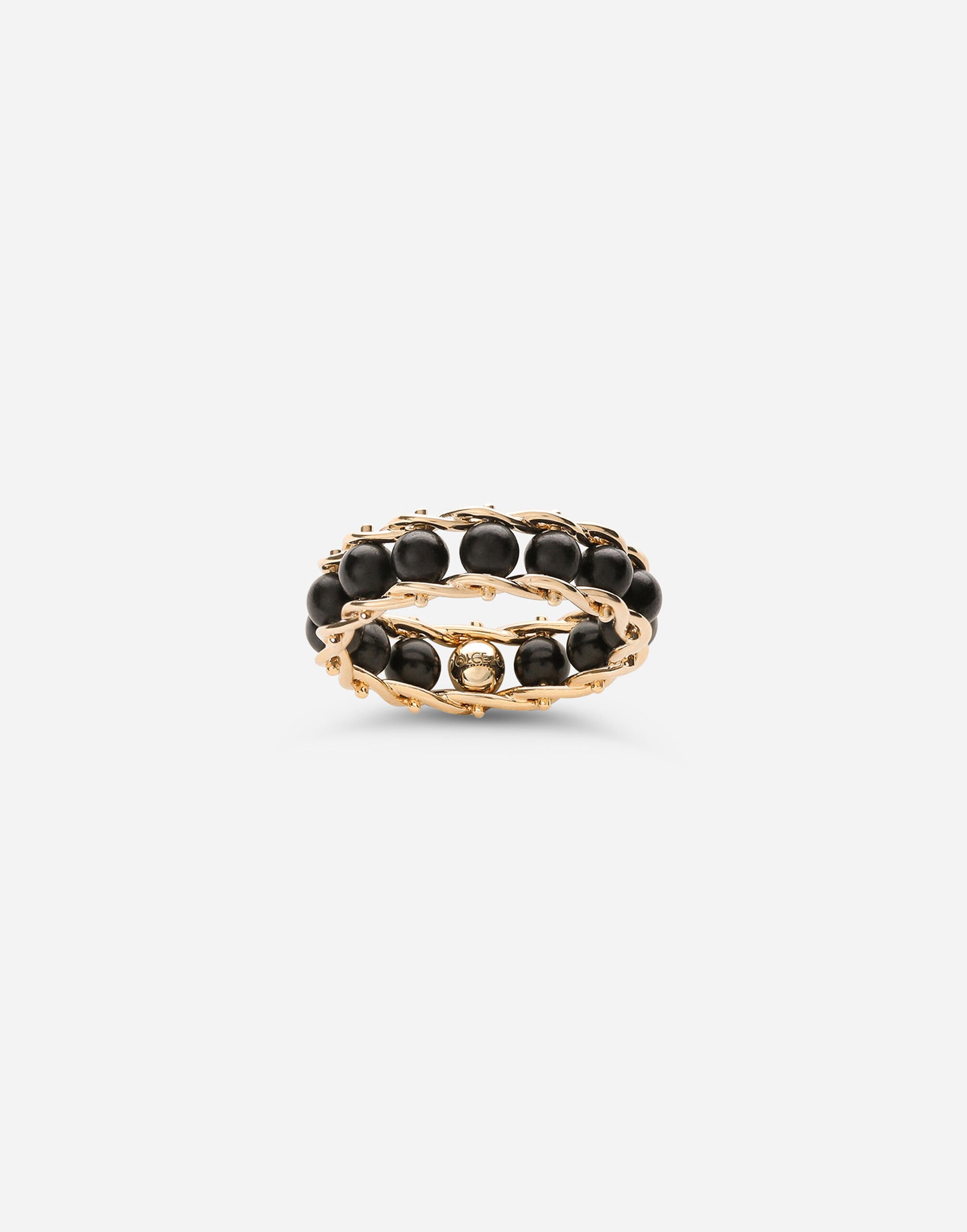 ${brand} Tradition yellow gold rosary band ring with black jades ${colorDescription} ${masterID}