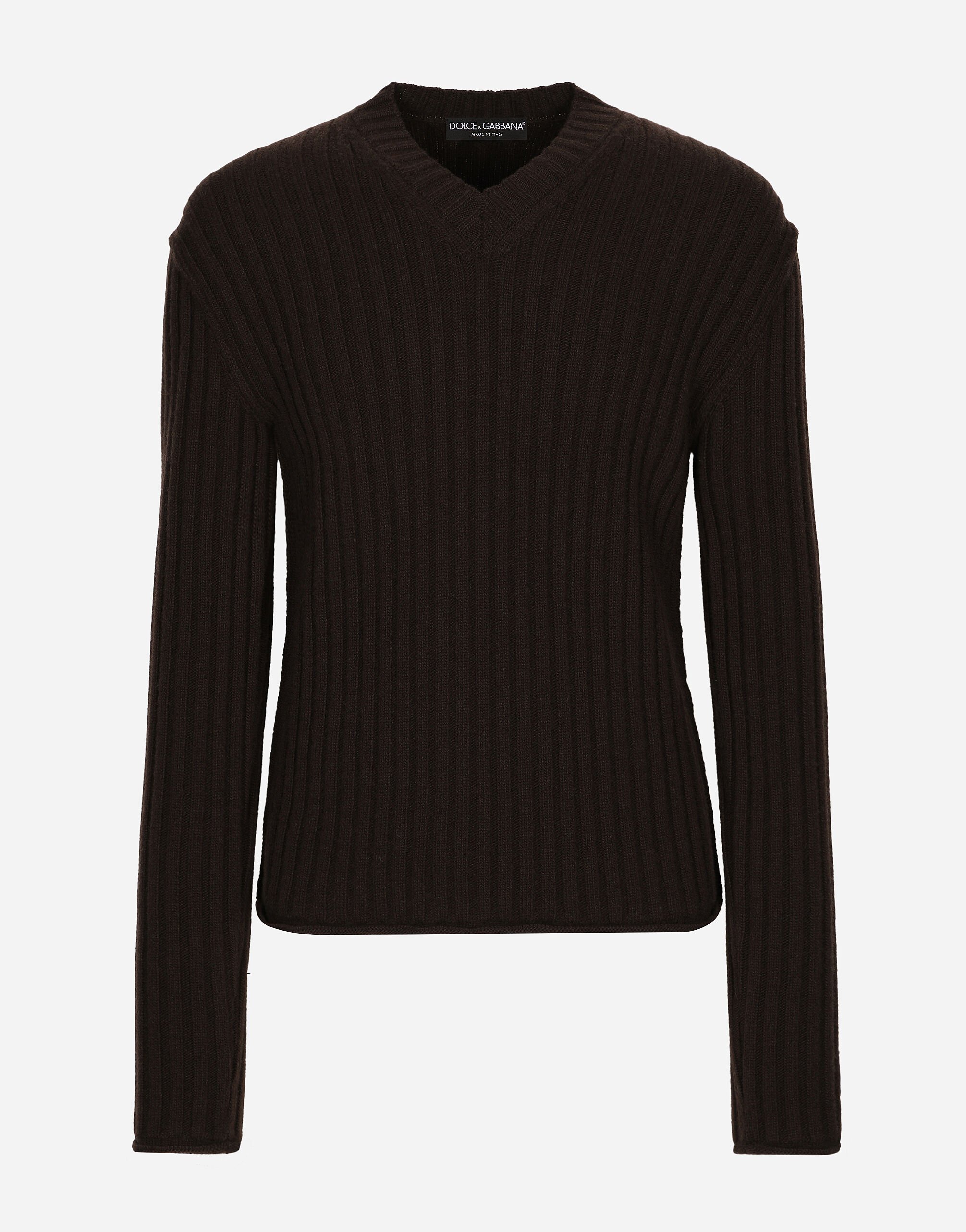 ${brand} Ribbed wool V-neck sweater ${colorDescription} ${masterID}