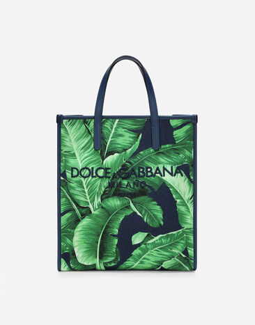 Dolce & Gabbana Kleiner Shopper aus bedrucktem Canvas Schwarz VG4416VP587