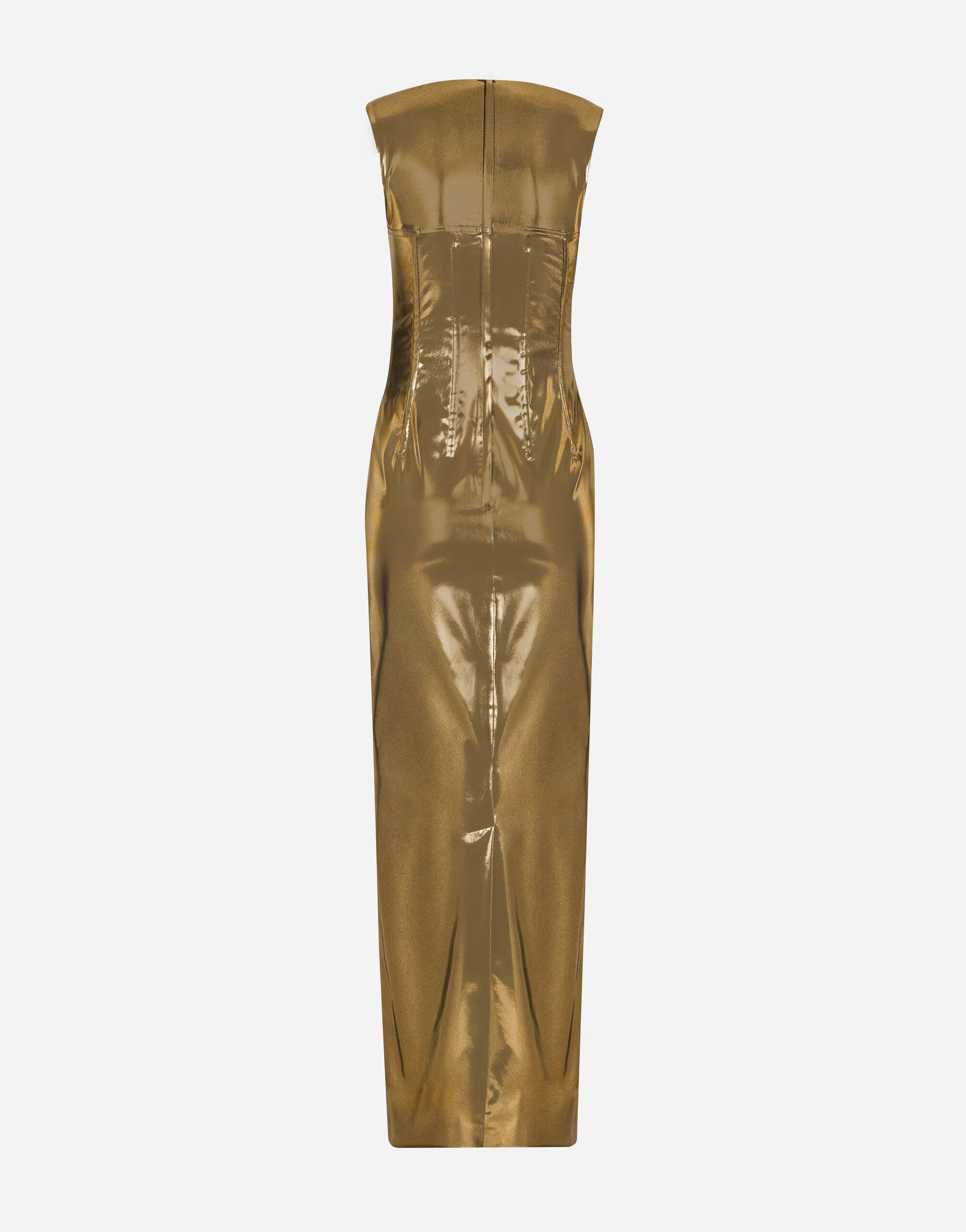 ゴールドのウィメンズ Long foiled satin corset dress | Dolce&Gabbana®