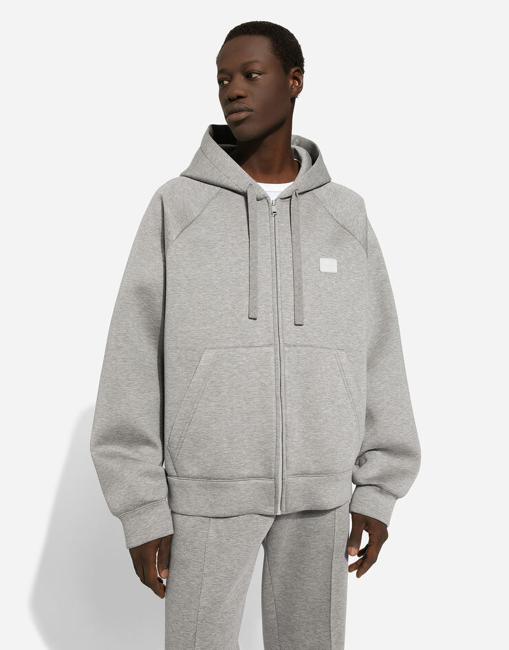 Zip-up hoodie with tag in Grey for
