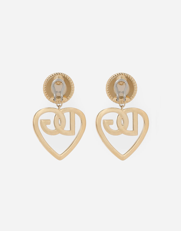 Dolce & Gabbana Pendientes colgantes con cabujón y corazón con logotipo DG Dorado WEQ6L4W1111