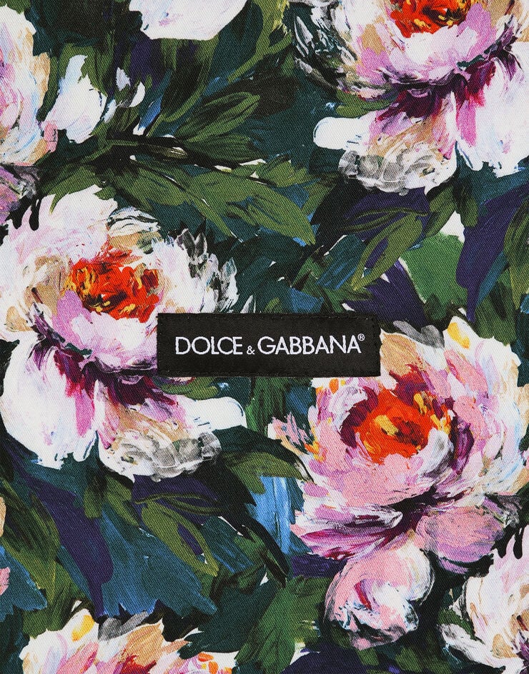 Dolce & Gabbana حقيبة تسوق من قماش كانفاس بطبعة زهرة الفاونيا مطبعة GZ031AGI898