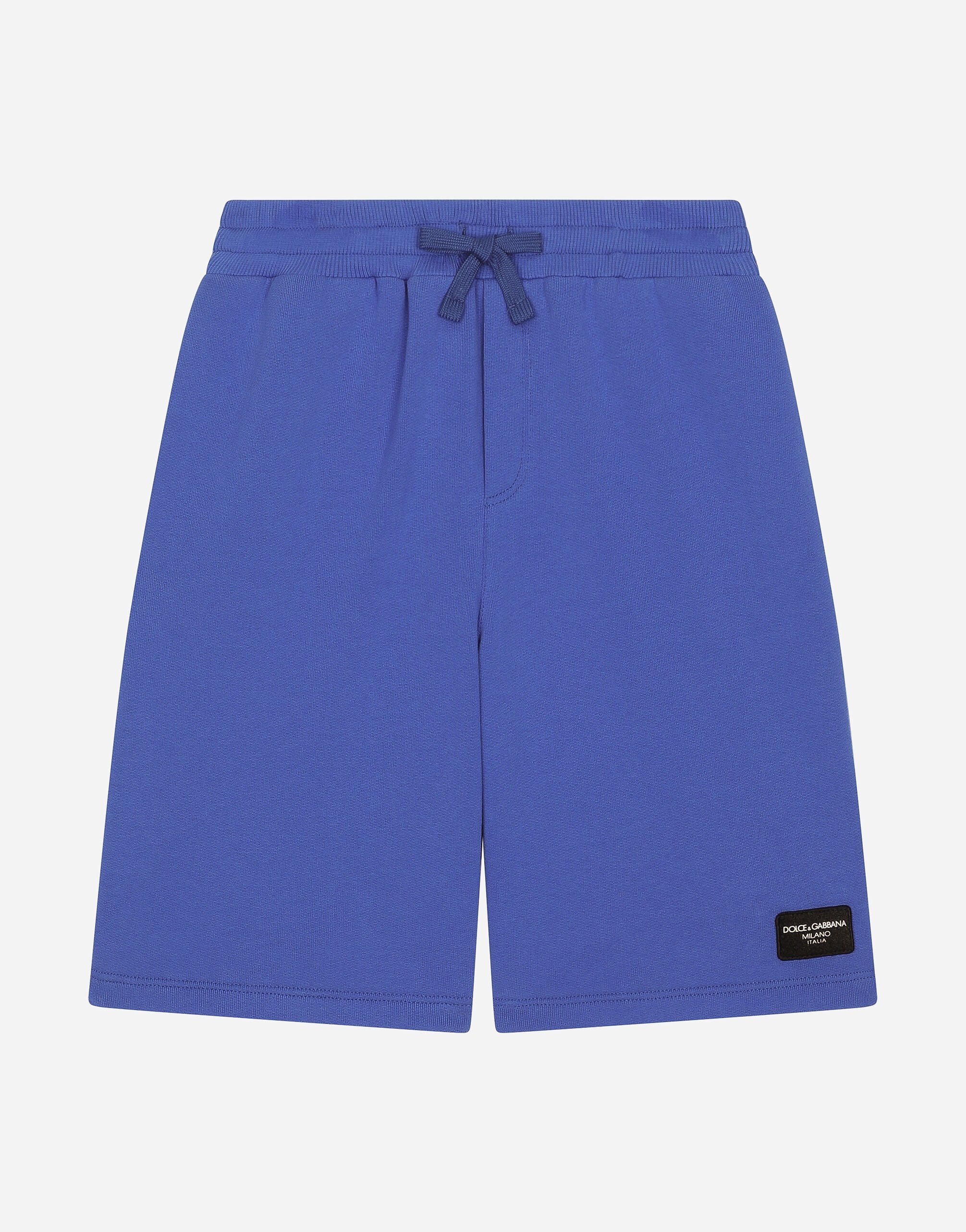 Dolce & Gabbana Jersey shorts with logo tag Blue L41F96LD725