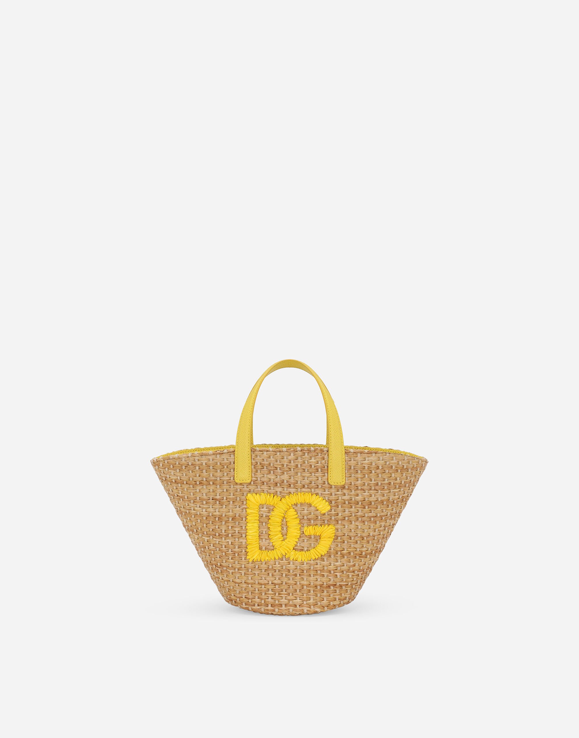 Dolce & Gabbana Straw basket with DG logo Blue L41F96LD725