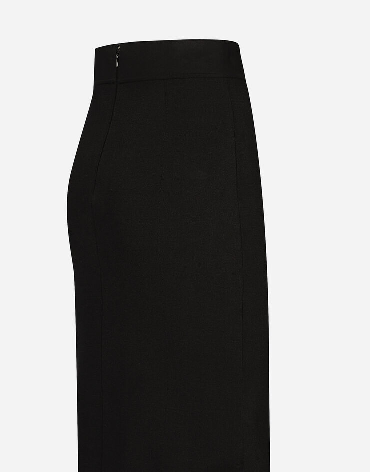 Dolce & Gabbana Stretch viscose knit pencil skirt with DG logo Black FXO10TJFMEX