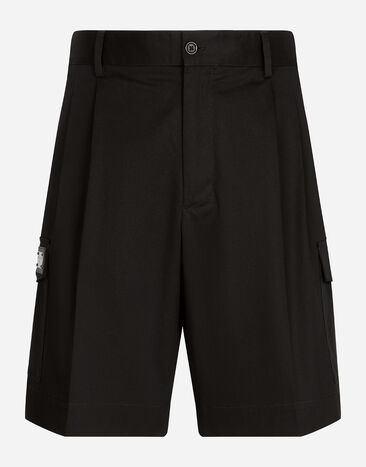 Dolce & Gabbana Stretch cotton gabardine cargo shorts with branded tag White VG6184VN287