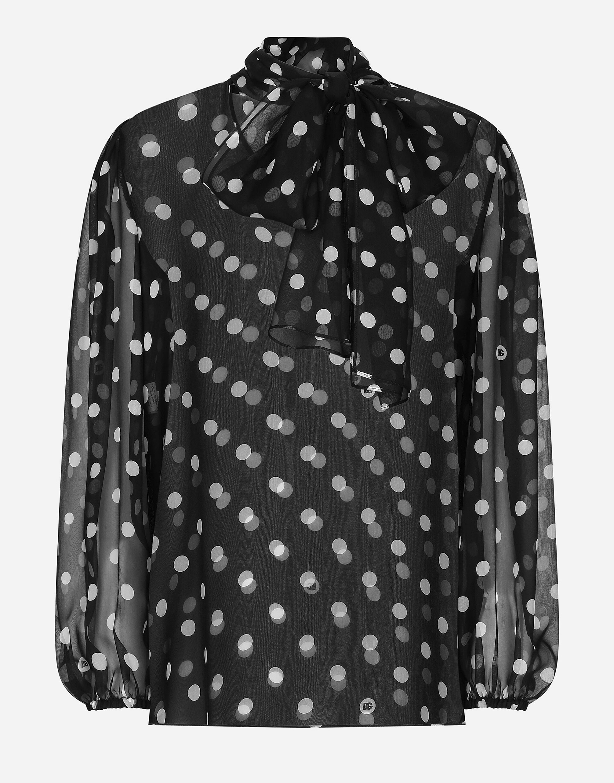 Dolce & Gabbana Chiffon pussy-bow blouse with polka-dot print Print F755PTHH5EA