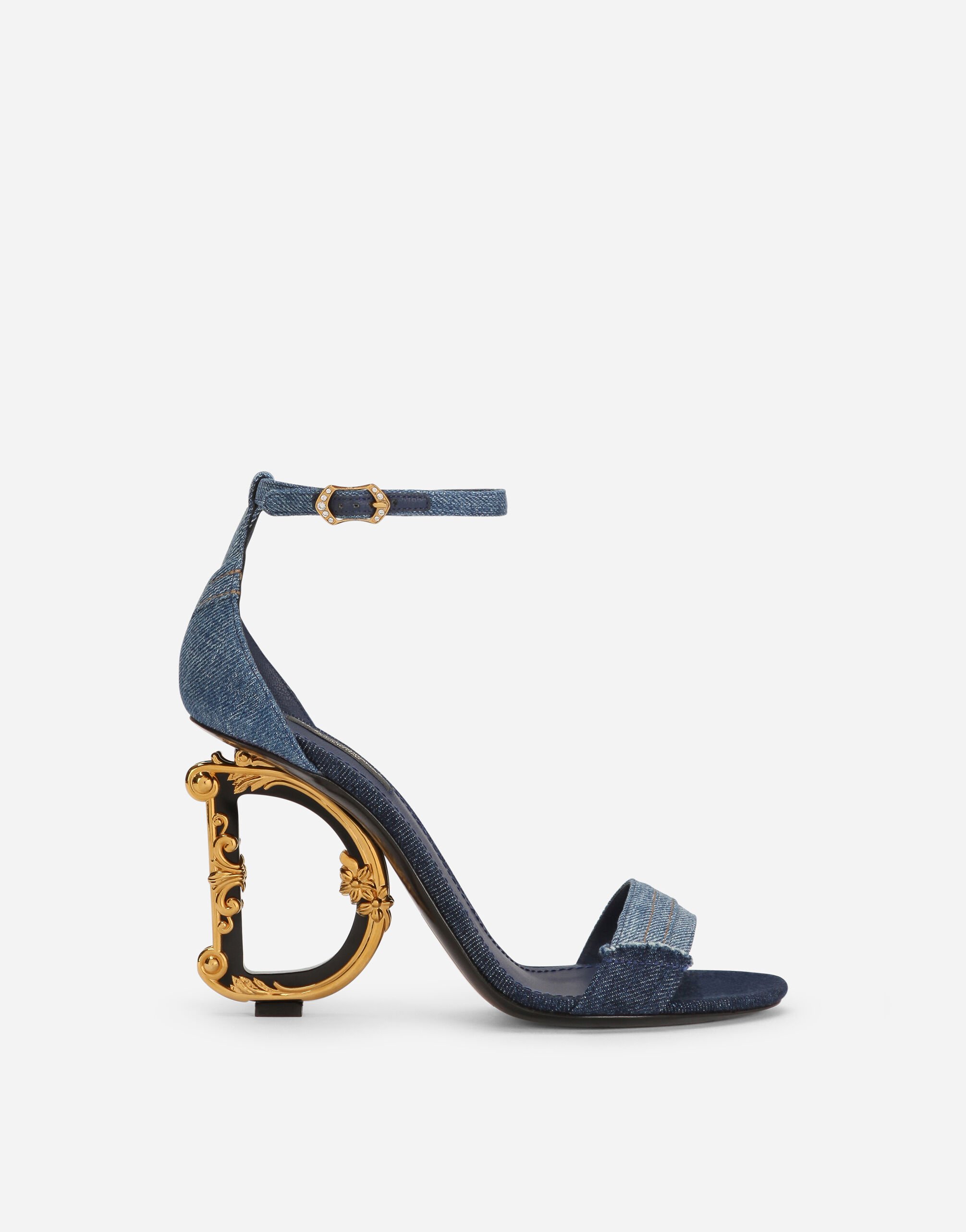 Patchwork denim sandals with baroque DG heel in Denim for 