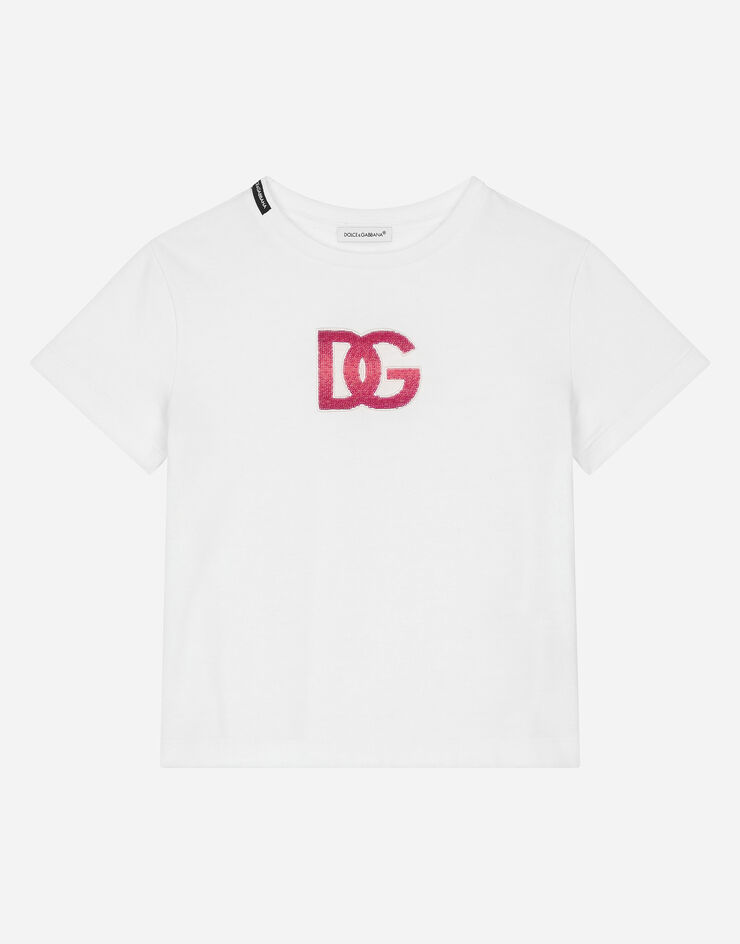 Dolce & Gabbana Jersey T-shirt with DG logo White L5JTNKG7N4K