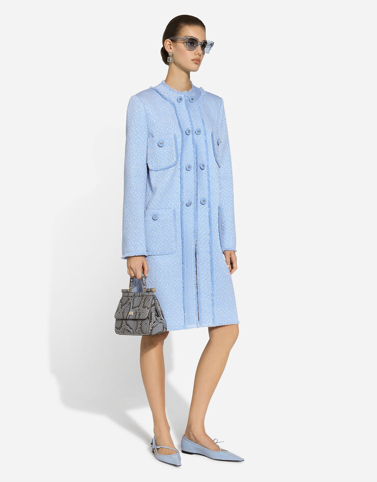 Dolce & Gabbana Single-breasted raschel tweed coat Azure F0C3UTHUMUA