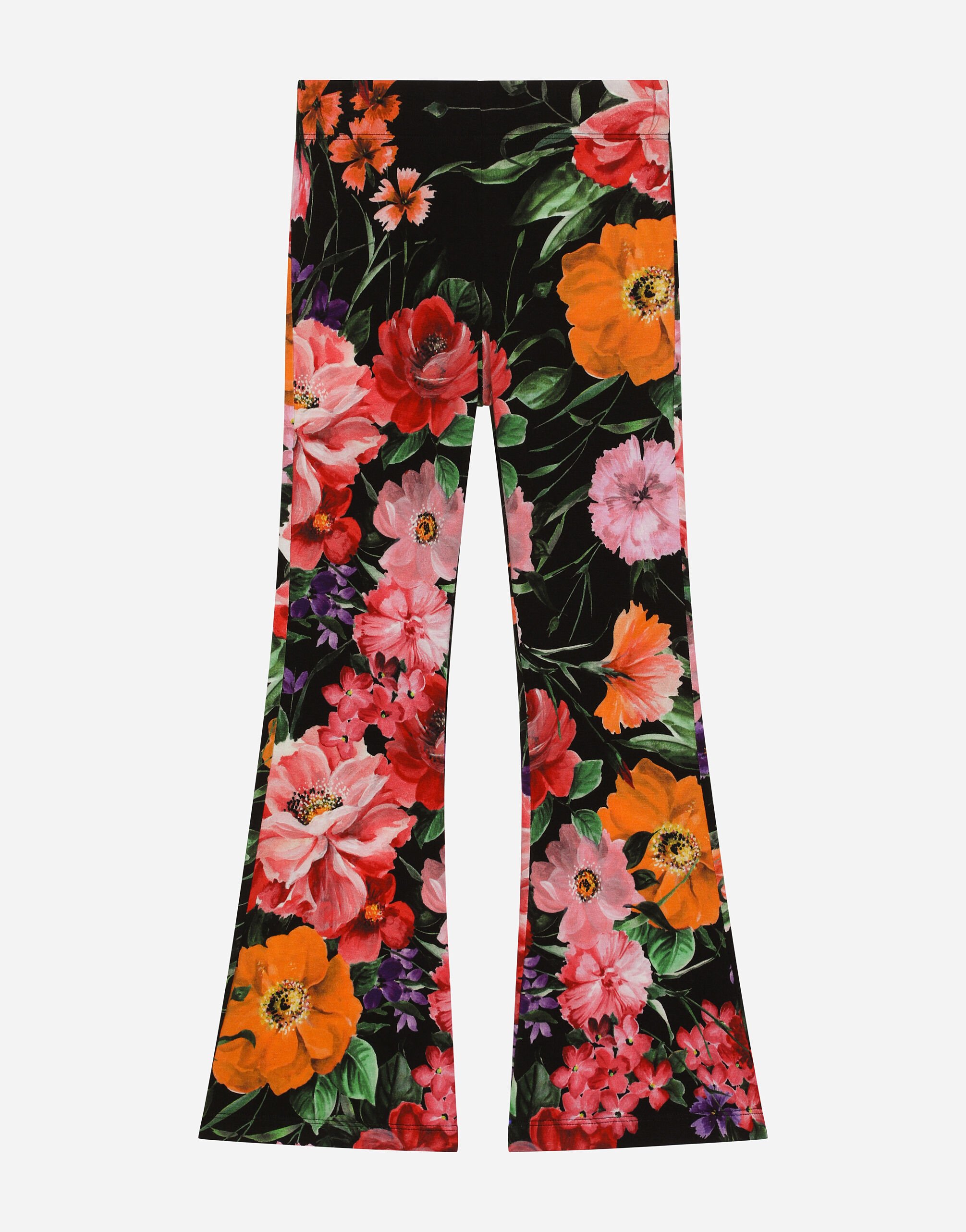 ${brand} Jersey pants with rose print over a black background ${colorDescription} ${masterID}