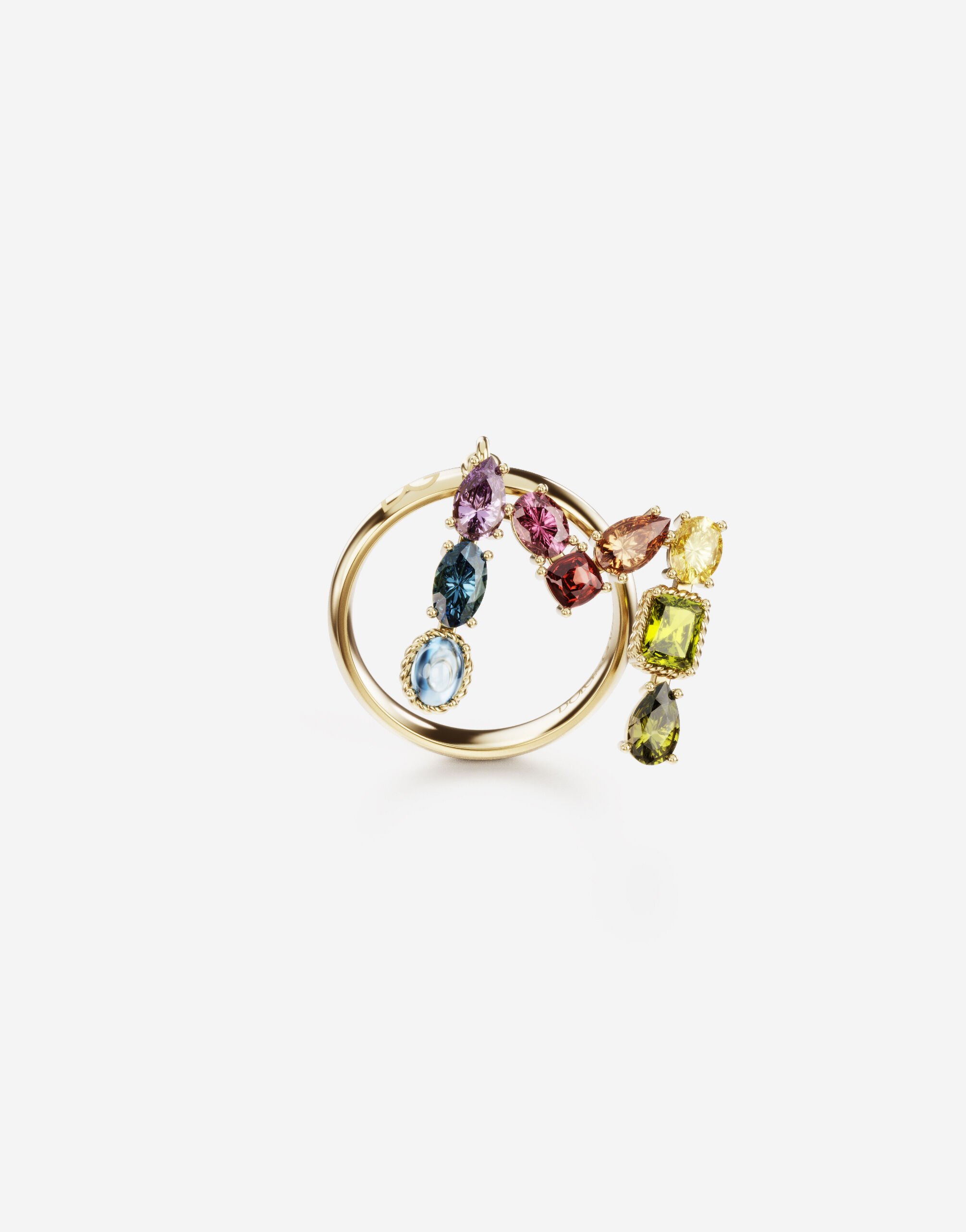 Dolce & Gabbana Ring Rainbow alphabet M aus gelbgold mit mehrfarbigen edelsteinen Gold WRQA1GWQC01