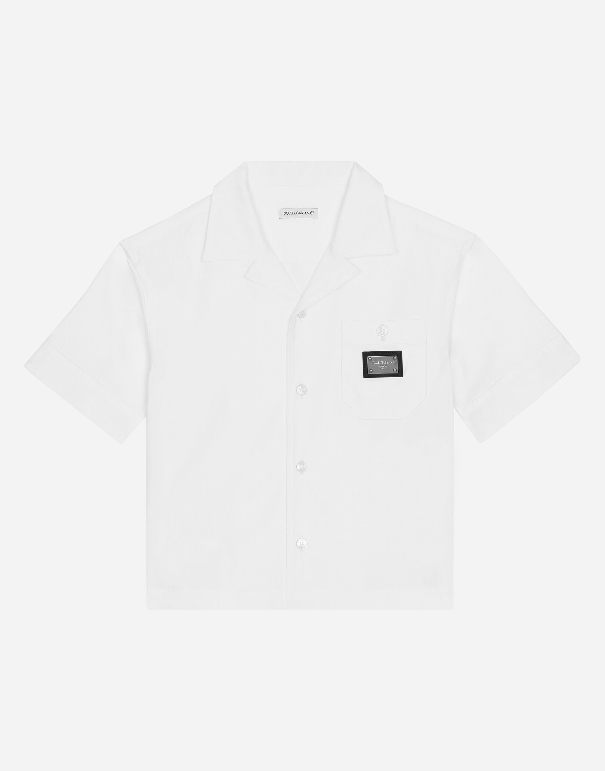 Dolce & Gabbana Stretch poplin shirt with logo tag Multicolor DA5181AN571