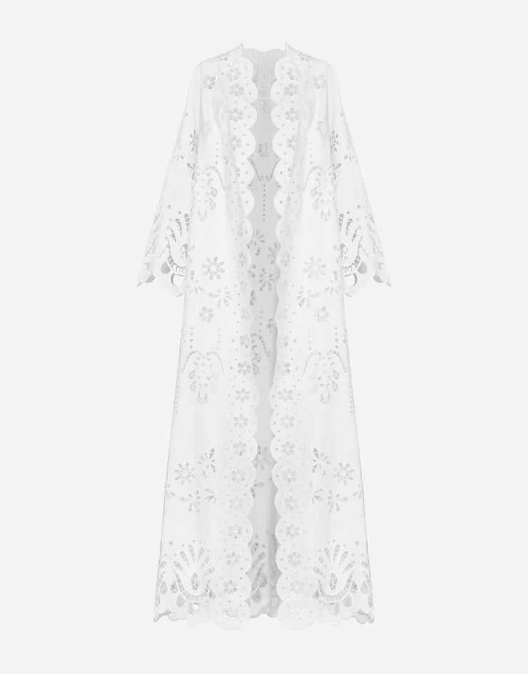 Dolce & Gabbana Cotton robe coat with macramé embroidery White F0E2TZGDCJ1