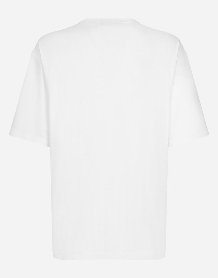 Dolce & Gabbana T-shirt ras de cou en coton à logo Dolce&Gabbana Blanc G8PN9ZG7NSN