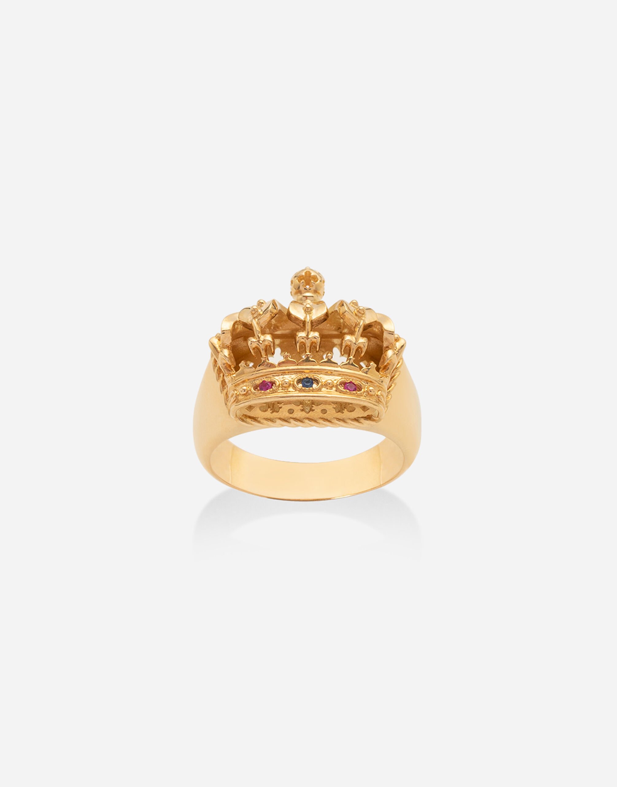 Dolce & Gabbana Кольцо Crown с короной из желтого золота, рубинов и сапфира ЗОЛОТОЙ WALK5GWYE01