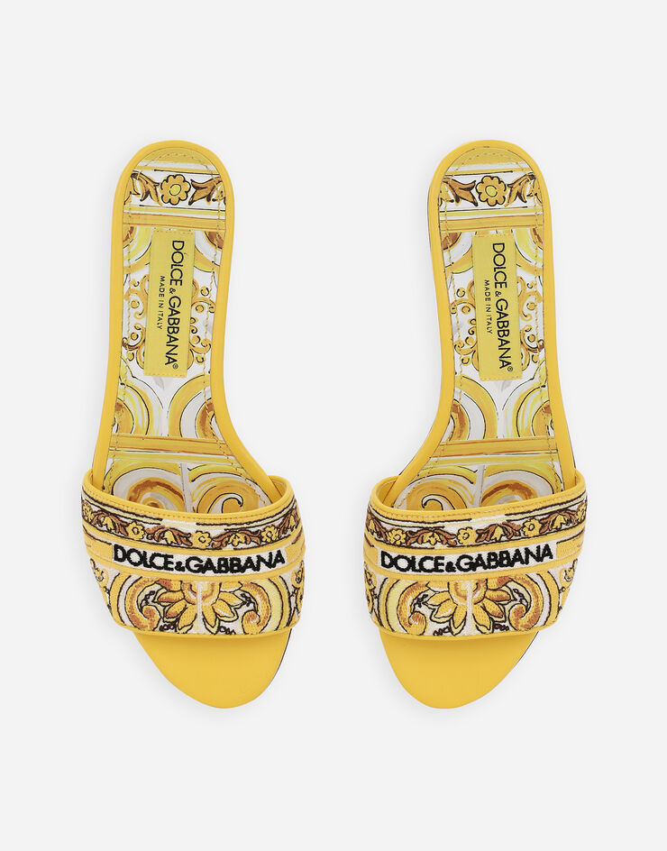 Dolce & Gabbana Slide con pattern maiolica ricamato a filo Stampa CQ0571AV804