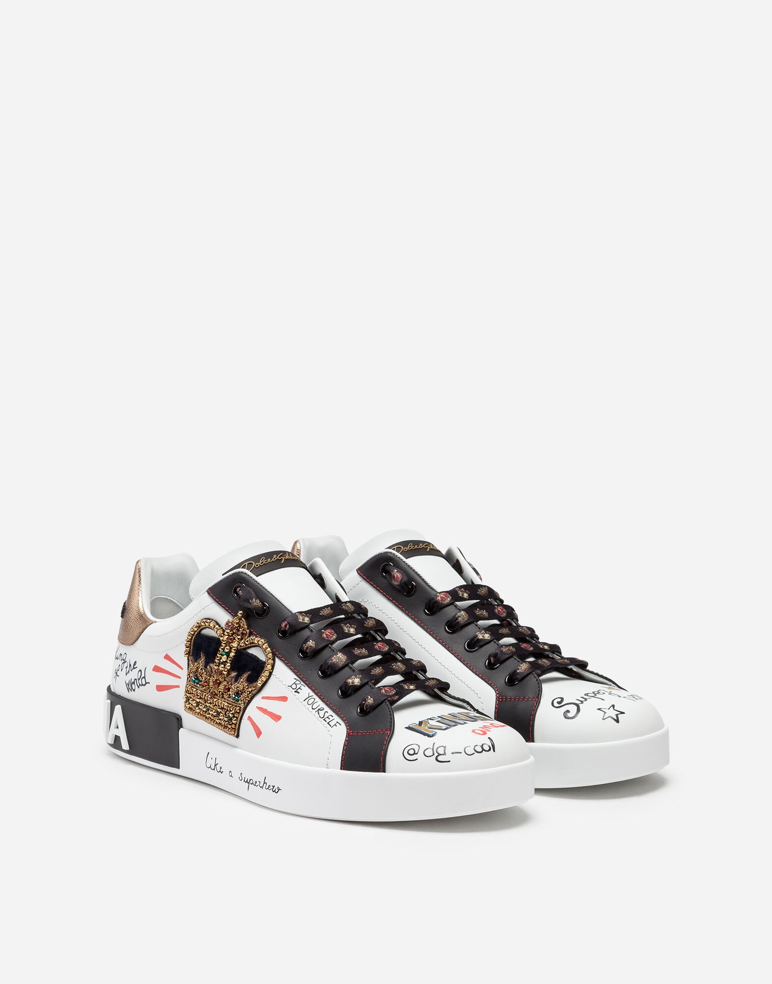 Portofino sneakers in printed nappa calfskin with patch in White 