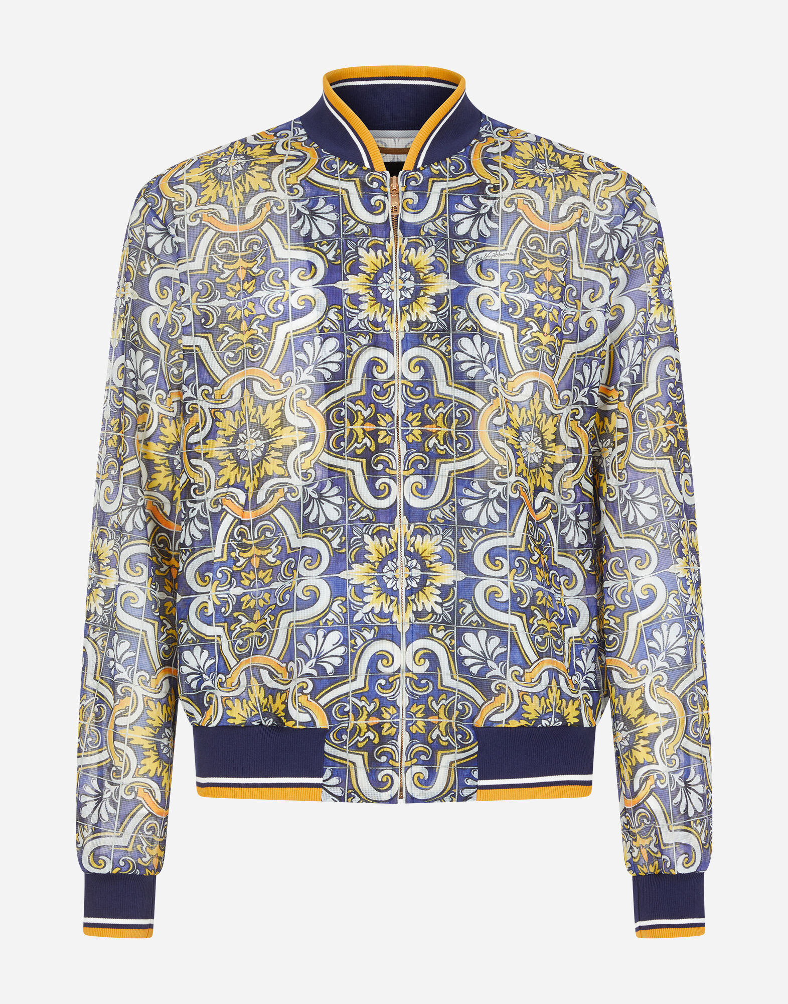 Nylon jacket with maiolica print