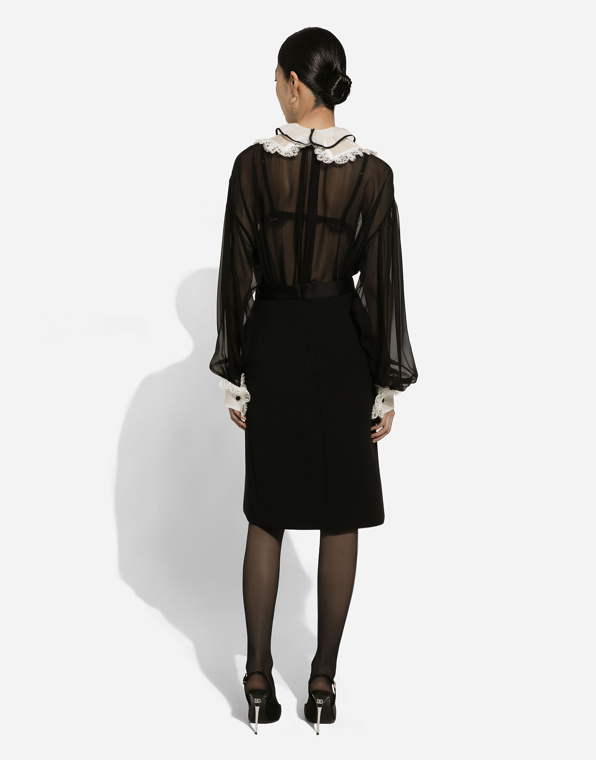 Dolce amp; Gabbana asymmetric jersey midi skirt - Black