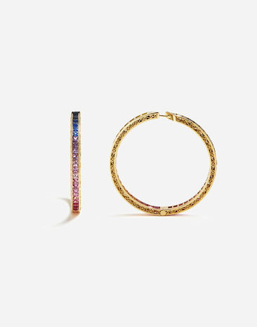 Dolce & Gabbana Multi-colored sapphire hoop earrings Gold WELB1GWMIX1