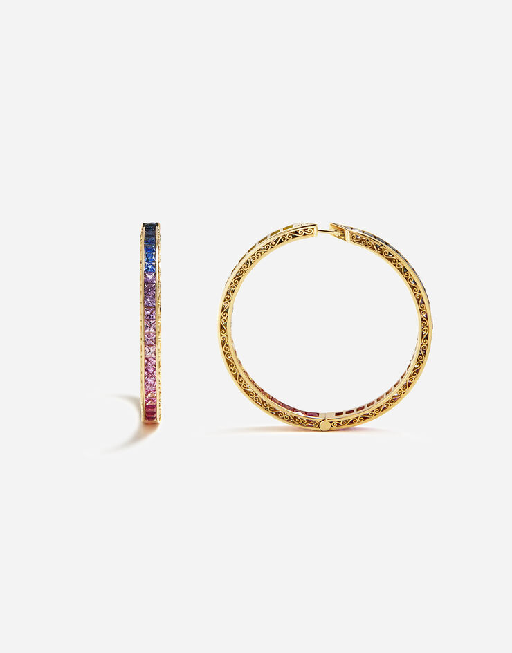 Dolce & Gabbana أقراط حلقية متعددة الألوان من الياقوت ذهبي WELB1GWMIX1