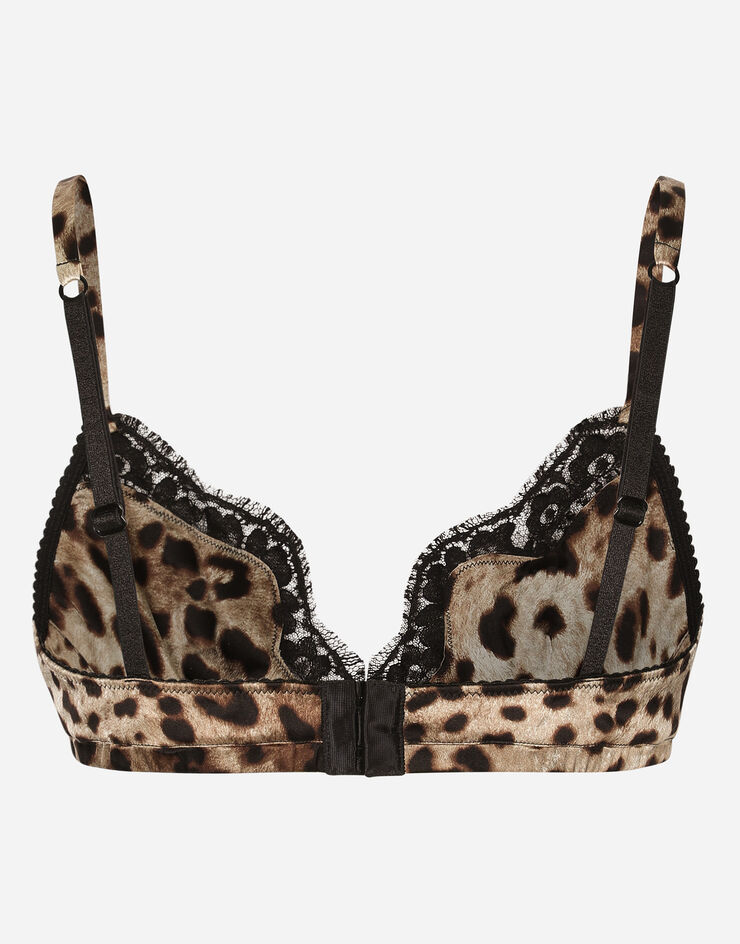 Dolce & Gabbana Leopard-print soft-cup satin bra with lace detailing Multicolor O1A01TONO21