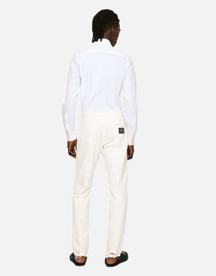 Dolce & Gabbana Cotton poplin shirt with embroidery White G5KO2ZFU5T9