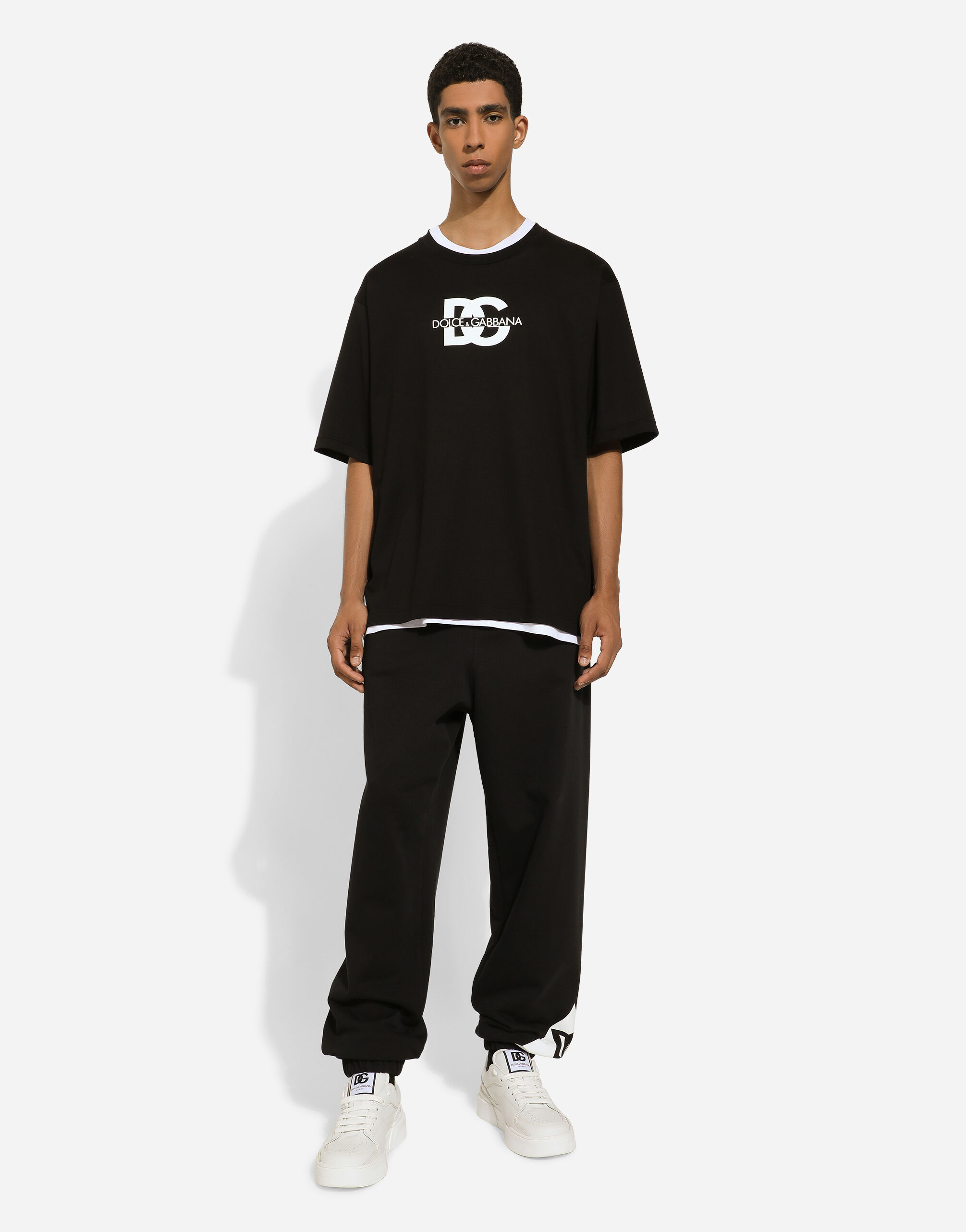 ブラックのメンズ Cotton jogging pants with logo | Dolce&Gabbana®