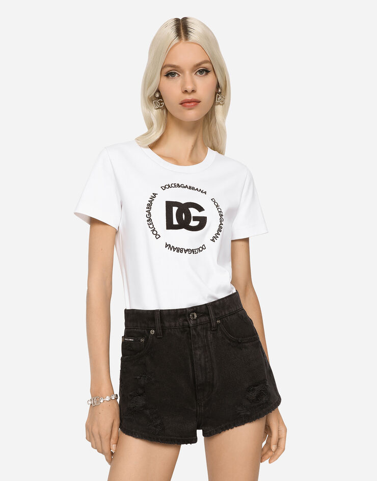 Interlock T-shirt with DG logo for US White in Dolce&Gabbana® 
