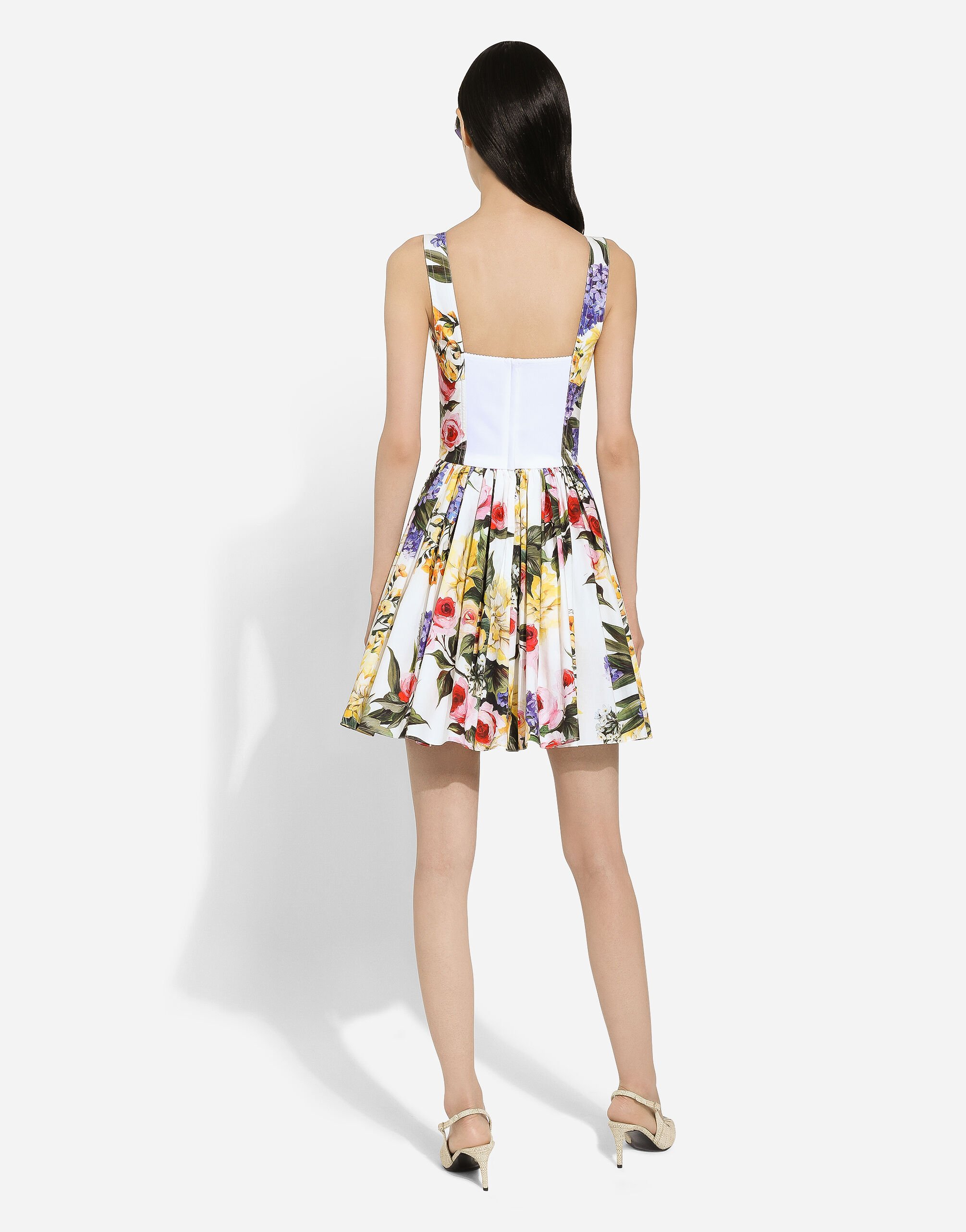 Dolce & Gabbana Short cotton corset dress with garden print female Print