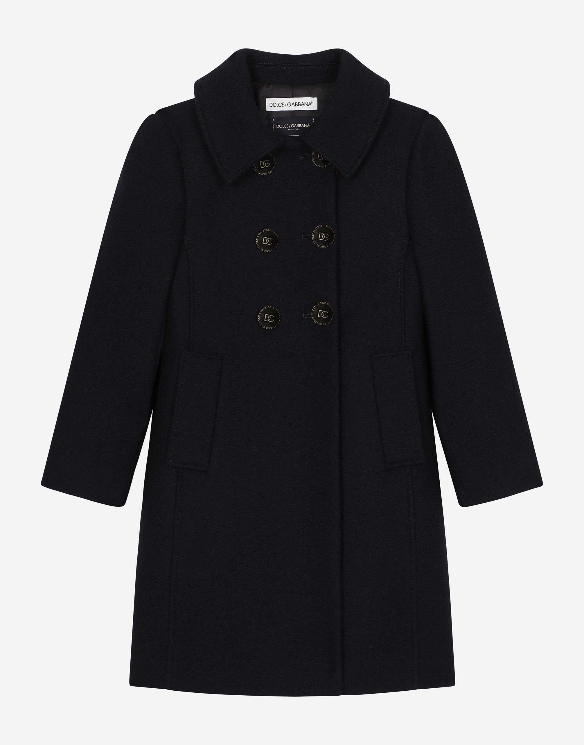${brand} Double-breasted wool coat with branded buttons ${colorDescription} ${masterID}