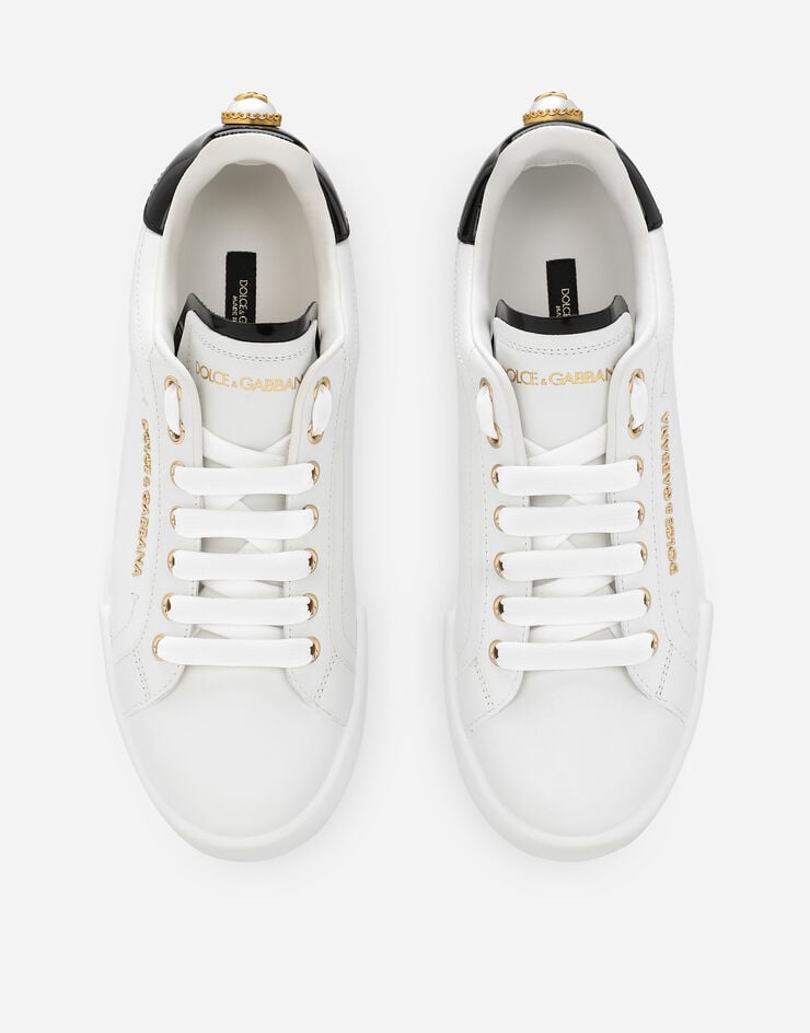 Calfskin nappa Portofino sneakers with lettering in White for Women ...