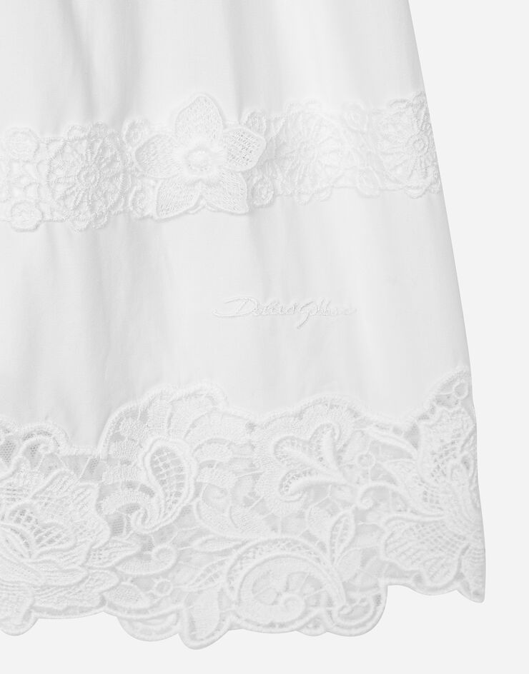 Dolce & Gabbana ポプリン＆マクラメレース スカート White L55I26FU5GK