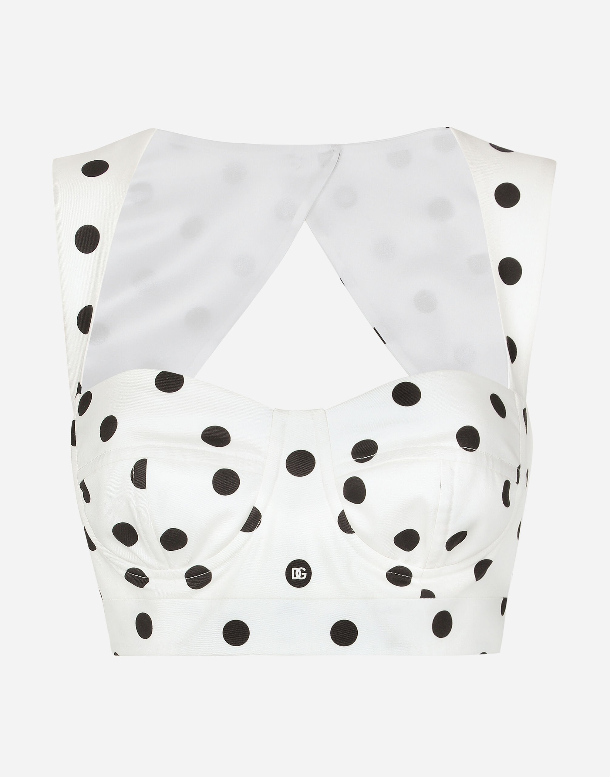 Dolce & Gabbana Cotton corset top with polka-dot print Print F6JITTFSFNQ