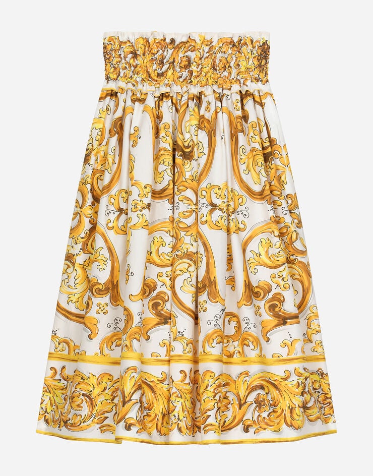 Dolce & Gabbana Poplin skirt with yellow majolica print Print L55I27FI5JU